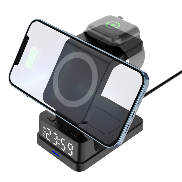 4-in-1 Wireless Fast Charger with PD & OTP Protection 15W Output Magnetic Design for Phones Earphones Smart Watches Type-C Input