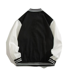 เสื้อโค้ทผู้ชายสไตล์ฤดูใบไม้ร่วง ทรงหลวม ตัดต่อสีสันแบบ Color Block แจ็คเก็ตเบสบอลลำลอง แมทช์ได้กับทุกชุด - Product Image 1
