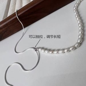 Collar de Plata de Ley S925 con Perlas y Borlas de 60 cm, Estilo Espina de Serpiente, Elegante y a la Moda para Mujer - Product Image 5