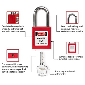 Candado de seguridad LOTO aislado personalizado del fabricante OEM con llave igualada para bloqueo, aislado contra los efectos de la electricidad - Product Image 3