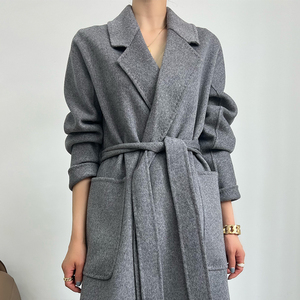 Fornitura diretta dalla fabbrica all'ingrosso al dettaglio 100% lana Tweed Double-faced stile classico cintura da <span class=keywords><strong>donna</strong></span> autunno Cincher soprabito - Product Image 5