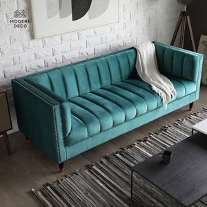 Sofá de Terciopelo Soffan Samt Sammet, Sofá, Sillón, Diván, 3 Plazas, Diseño Moderno, Verde, con Capitoné, Muebles para Sala de Estar - Product Image 3