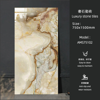Carrelage en porcelaine pleine masse brillant 750x1500mm, grand format, effet pierre et veines de jade, pour murs et sols décoratifs