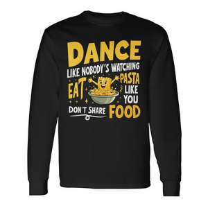 Camiseta de manga larga Pasta Party con diseño de comer pasta como si no se compartiera comida - Product Image 2