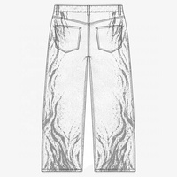 Jeans en denim délavé à rayures fines YOUMI pour hommes, coupe ample et décontractée, jambe large, 14 oz, style streetwear vintage Y2K, personnalisable