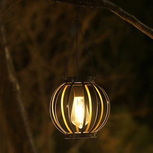 <b>Solar</b> Garden Light Led Portable <b>Hanging</b> Iron <b>Lantern</b> Outdoor Indoor Decor 6V Mono Si Battery Included - Product Image 2