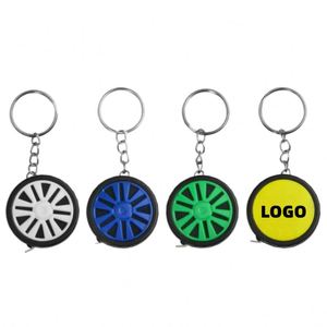 Novedoso llavero con cinta métrica para neumáticos de coche, regla retráctil de acero al carbono de 1m (3 pies), mini herramienta de medición de bolsillo, regalo promocional. - Product Image 1