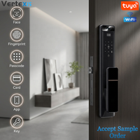Cerradura Inteligente WiFi Vertexis Tuya de Aleación de Aluminio con Control por Aplicación, Código, Contraseña, Huella Dactilar, Reconocimiento Facial y Mirilla