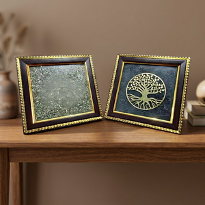 Marco de Cristal con Tortuga y Árbol de la Vida de Pirita Premium al por Mayor, Decoración para el Hogar, Regalo Artesanal - Product Image 2