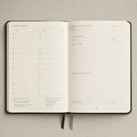 Quaderno Personalizzato LABON con Copertina Rigida Verde, Pagine con Indice Alfabetico, Modello per Estratti e Citazioni, Segnalibro a Nastro, OEM ODM