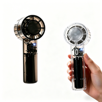 Mini ventilateur portable rechargeable transparent de luxe avec base détachable, boîte cadeau avec logo personnalisé