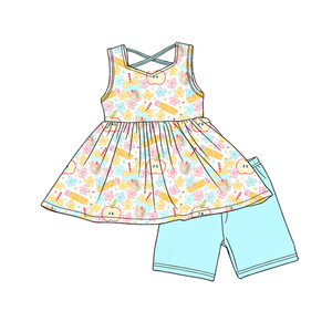 Pre-ordenar Conjuntos <span class=keywords><strong>de</strong></span> Ropa Elástica para Niñas: Top Túnica sin Mangas con Espalda Cruzada y Pantalones Cortos <span class=keywords><strong>de</strong></span> Ciclismo para la Vuelta al Cole - Product Image 2