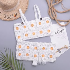 Ensemble de maillots de bain sexy en crochet tricoté pour femme, style bohème, avec motif marguerite, idéal pour la plage et le fitness - Product Image 5