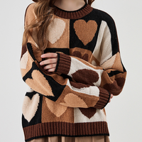 Haut de pull en laine pour femmes, respirant, décontracté, motif cœur, hiver personnalisé