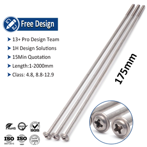 Vis longues personnalisables, tailles M2 M3 M4 M5, en acier inoxydable A2 <span class=keywords><strong>A4</strong></span>, finition polie, à tête cruciforme, avec rondelle, fabrication chinoise - Product Image 1