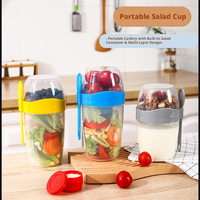 Conteneur de stockage alimentaire moderne en plastique écologique réutilisable et portable avec couvercle pour le petit-déjeuner, les fruits et les légumes