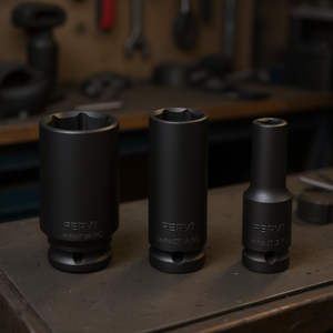 Jeu de clés à douille Fervi Impact, 3 pièces, douilles métriques profondes pour réparation automobile - Product Image 3