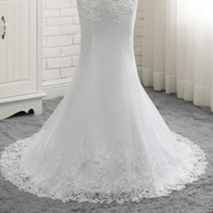 Backless Lace Mermaid Wedding Dress Sweetheart Neckline Cap Sleeve White Polyester Fiber Natural Waistline 2026 New Style - Product Image 4