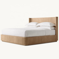 Lit double en bois massif simple américain, meubles de chambre à coucher, chêne, villa, hôtel, vente directe d'usine, personnalisable