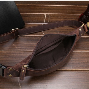 2022 New Arrival Full Grain Crazy Horse Leather Wholesale Fanny Pack Waist Bag for Men - Product Image 4