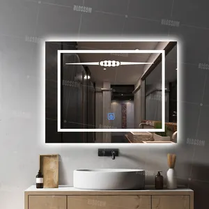 Miroir de salle de bain contemporain Art déco LED avec connectivité Smart Home Design moderne