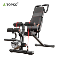 TOPKO Banc d'haltères d'exercice d'haltérophilie pliable multifonctionnel Banc réglable avec bandes de résistance