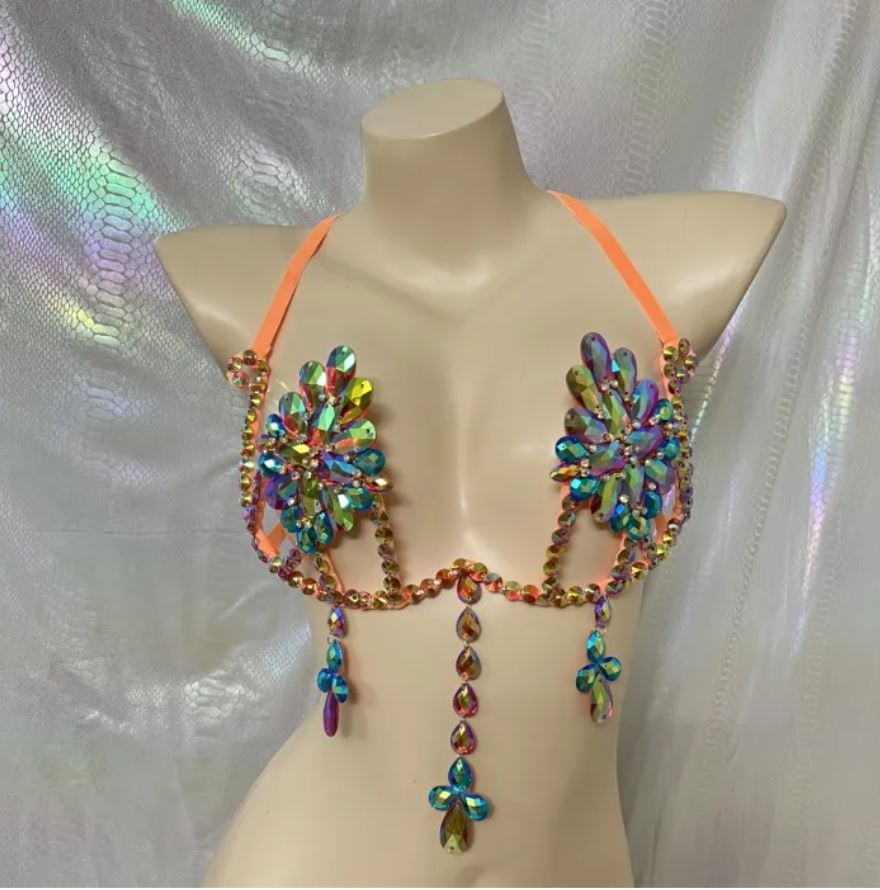 Top Metálico Brillante Para Mujer - Brasier Con Cuello En V, Para Fiestas Y Festivales