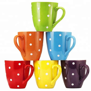 300ml mejor venta personalizada de café tazas de cerámica con patrón de punto - Product Image 2
