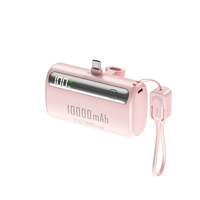 Power Bank 10000mAh kabel USB C bawaan, desain ramah saku pengisi daya PD untuk Bank daya perjalanan penerbangan dengan tali