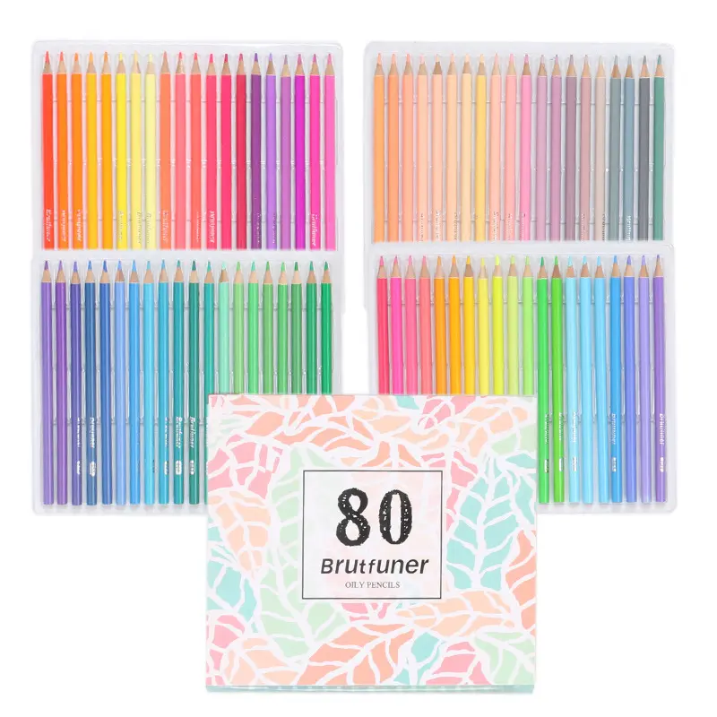 Set Pensil Warna Berminyak 80 Buah, Set Hadiah Terbaik Seri Macaroon, Set Pensil Warna Berminyak
