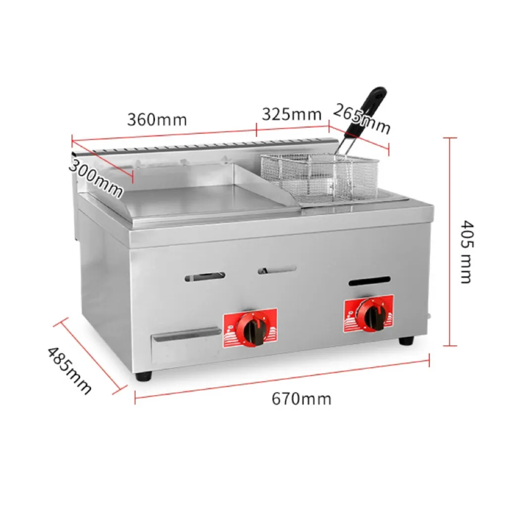 Gas vỉ nướng máy với gas Nồi chiên hai trong một kết hợp/Máy nướng/Nướng máy thực phẩm