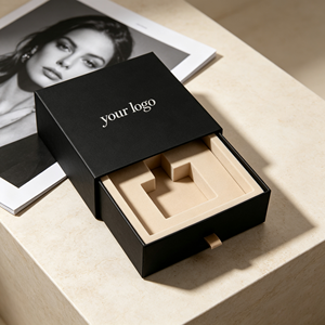 Luxury Rigid Drawer <b>Cosmetic</b> <b>Box</b> With Custom Logo Hot Stamping Ivory Board Sponge Liner High-End Packaging - Product Image 1