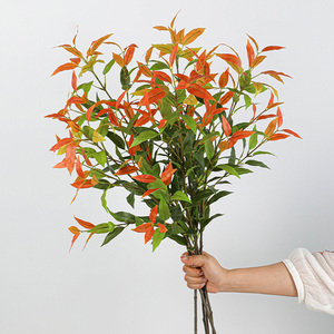 Décorations de Plantes Artificielles Feuille de Peuplier Rouge à Branche Unique, Vente en Gros de Verdure Artificielle pour la Décoration Intérieure - Product Image 5