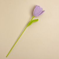 Buket Bunga Buatan Rajutan Crochet Hyacinth Lavender Rose Dekorasi Rumah Rajutan Crochet Hadiah Hari Valentine