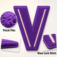 Patch brodé en chenille 3D en relief violet crème, lettre de 5 pouces, thermocollant pour chapeaux, casquettes, vestes universitaires, motif floral personnalisé