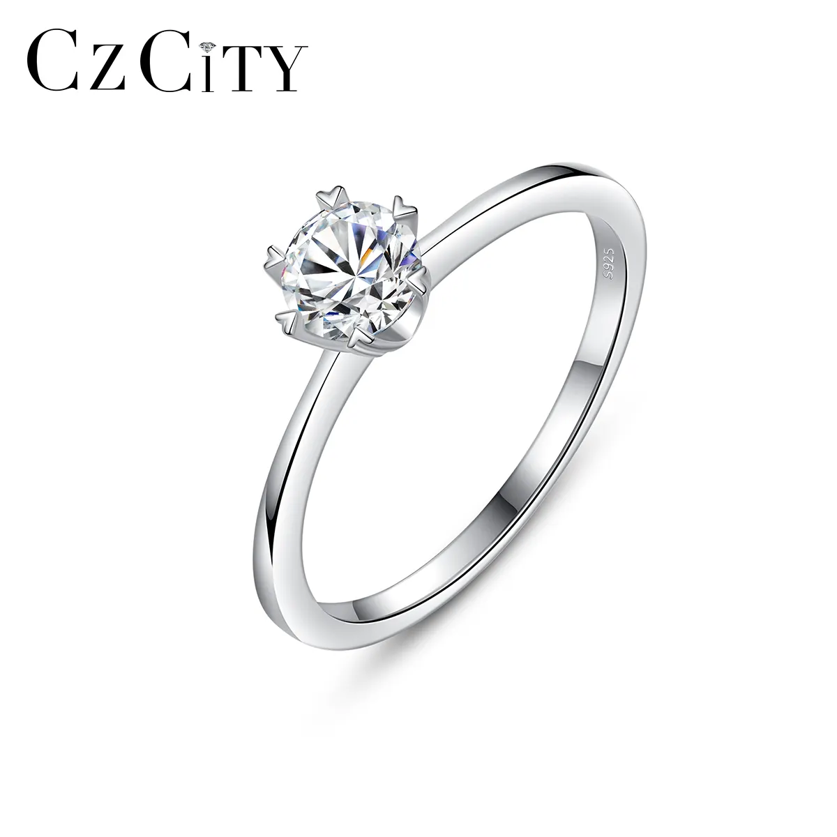 CZCITY Jewellery Large Moissanite Eternity Diamond Woman 925 Sterling New Silver Ring Design For Girl