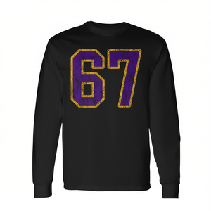 Maglietta a maniche lunghe viola oro numero 67 Grunge, uniforme da giocatore 67 - Product Image 2