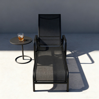Chaise longue de patio inclinable en acier réglable sur 4 positions HOMFUL