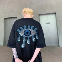 Patch 3D drôle à grands yeux, badge brodé thermocollant à paillettes pour vestes, sacs, t-shirts et cuir