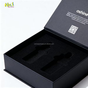 Scatole di Lusso Personalizzate con Logo, Riciclabili, Pieghevoli, Rigide, con Coperchio Magnetico, Scatola Regalo di Lusso Nera con Fodera in Spugna - Product Image 3