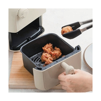Friteuse à air carrée sans huile de 2 litres, panier à huile compatible lave-vaisselle, bouton réglable, usage domestique, convient à 2-4 personnes, CE ETL
