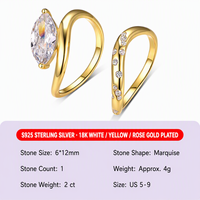 Fabricant de bijoux fins, vente en gros, or vermeil, argent sterling 925, bague personnalisée en moissanite taille marquise pour femmes