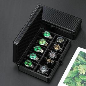 Caja de <span class=keywords><strong>Relojes</strong></span> de Aluminio Negra Personalizada para Mujer y <span class=keywords><strong>Hombre</strong></span>, con 1, 3, 5, 10 o 12 Ranuras, con Almohadillas de Terciopelo - Product Image 5