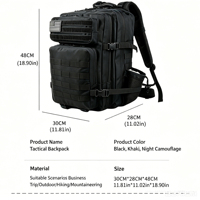 Sac à dos tactique multifonctionnel de grande capacité pour la randonnée en plein air, fermeture éclair, Oxford, robuste, durable, nylon tendance