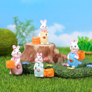 Figuras de conejos en miniatura, adornos de resina para jardín, decoración para exteriores, forma de animal, acabado pintado, independientes - Product Image 1