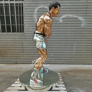 Berühmte Personen Innendekoration Galvanisierung Farbe Lebensgröße Fiberglasstatue Boxer-Skulptur