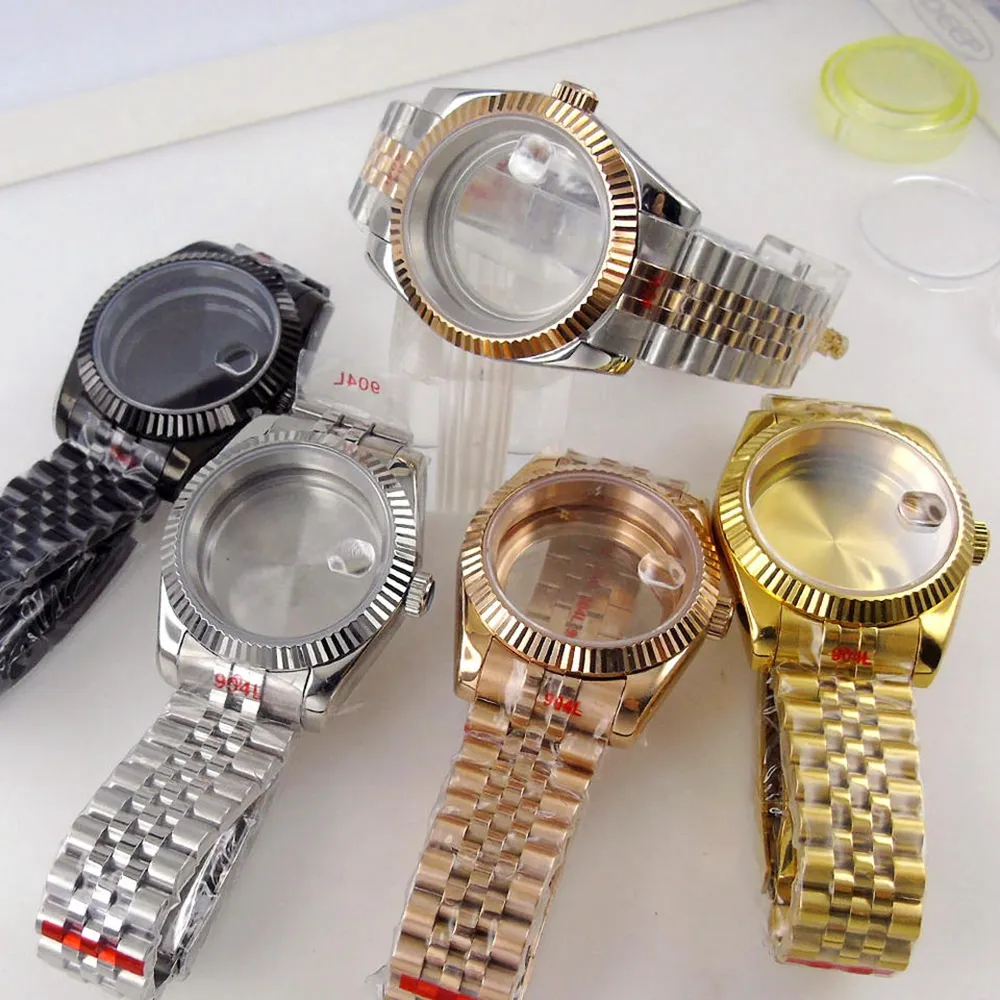 Waterproof NH34 NH35 NH36 NH72 NH70 NH38 NH39 movement Two Tone Silver Gold Watch Case 904L seiko mods Crystal 36mm 39mm