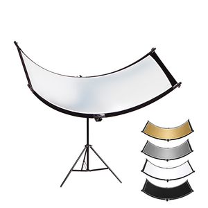 Réflecteur incurvé en forme de U de 60x180 cm avec support, réflecteur argenté, <span class=keywords><strong>noir</strong></span>, blanc, or, diffuseur, kit pliable - Product Image 1
