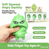 Jouet Squishy Citrouille Amère en Forme de Visage Enfurié, Jouet Anti-Stress Souple à Presser, Boîte de Présentation en Gros