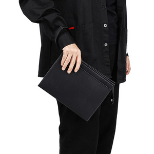 2026 New Korean Style Men’s Casual <b>Clutch</b> <b>Bag</b> Plaid Pattern <b>Wristlet</b> File Pouch PU Leather Handbag - Product Image 2